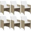 Matgrupp för trädgården med dynor 7 delar konstrotting beige vidaXL 163 cm bordslängd – miniatyr 4