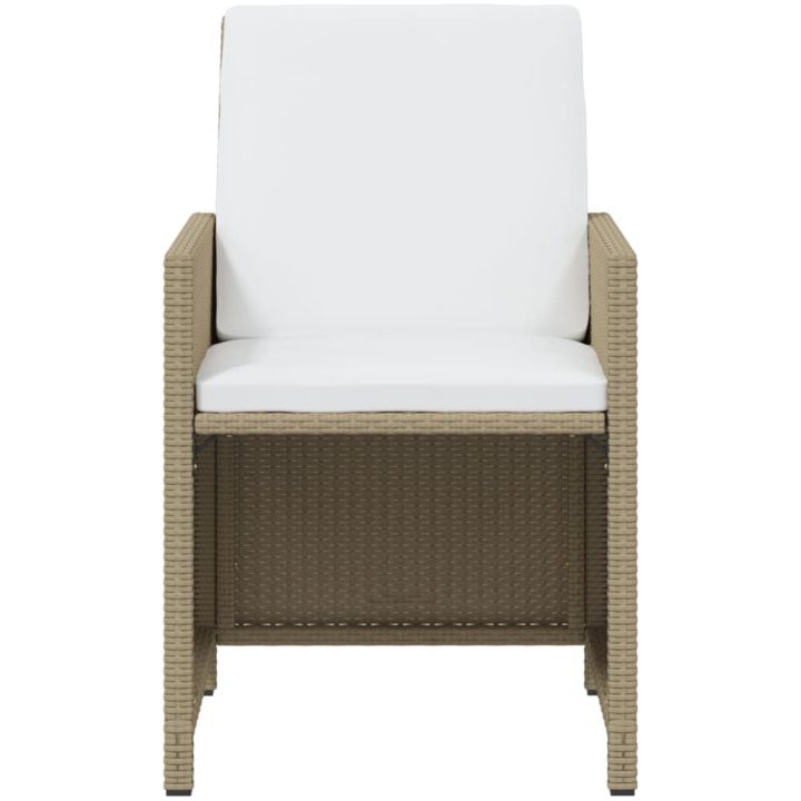Matgrupp för trädgården med dynor 7 delar konstrotting beige vidaXL 163 cm bordslängd – bild 6