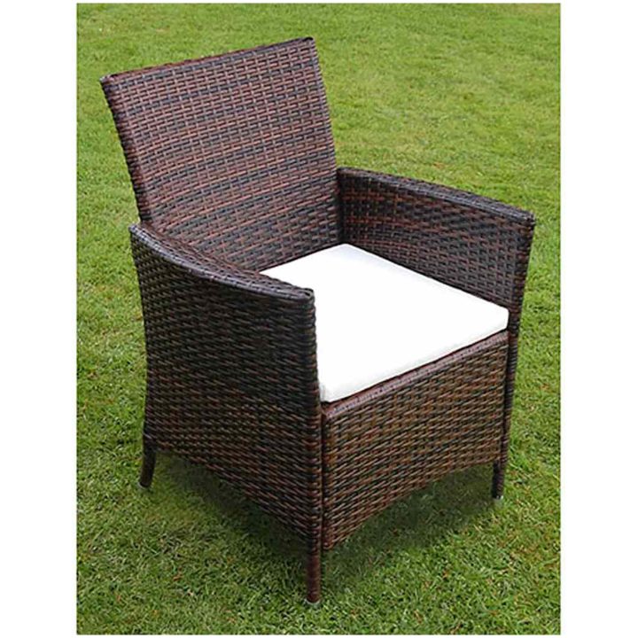 Matgrupp för trädgården med dynor 7 delar konstrotting brun vidaXL 150 cm bordslängd – bild 3