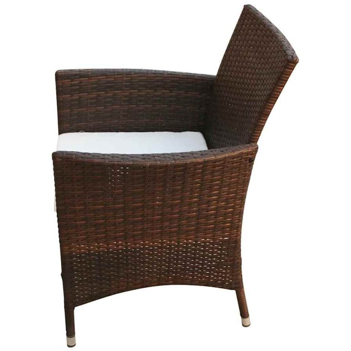 Matgrupp för trädgården med dynor 7 delar konstrotting brun vidaXL 150 cm bordslängd – bild 6