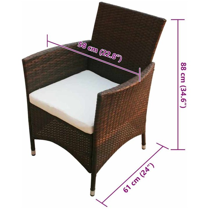 Matgrupp för trädgården med dynor 7 delar konstrotting brun vidaXL 150 cm bordslängd – bild 8