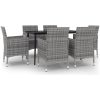 Matgrupp för trädgården med dynor 7 delar konstrotting och glas vidaXL 140 cm table length – miniatyr 2