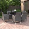 Matgrupp för trädgården med dynor 7 delar konstrotting och glas vidaXL 140 cm table length – miniatyr 1