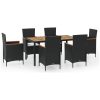 Matgrupp för trädgården med dynor 7 delar konstrotting vidaXL 150 cm bordslängd – miniatyr 2