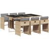 Matgrupp för trädgården med dynor 7 delar mixbeige konstrotting vidaXL – miniatyr 2