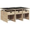 Matgrupp för trädgården med dynor 7 delar mixbeige konstrotting vidaXL – miniatyr 3
