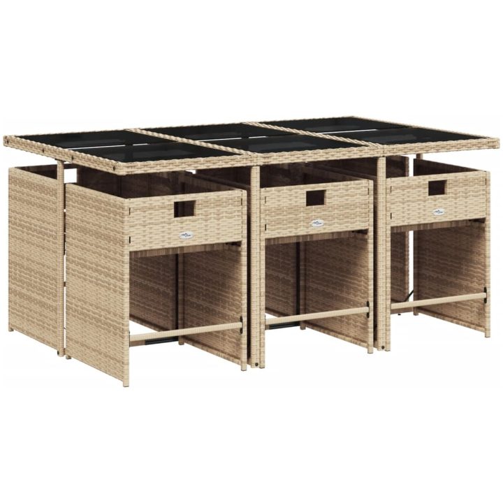 Matgrupp för trädgården med dynor 7 delar mixbeige konstrotting vidaXL – bild 3