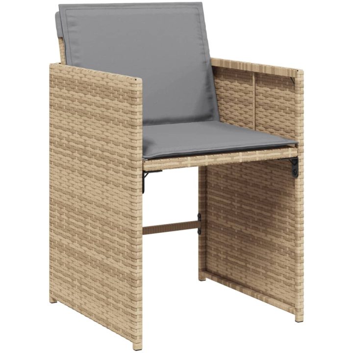 Matgrupp för trädgården med dynor 7 delar mixbeige konstrotting vidaXL – bild 5