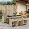 Matgrupp för trädgården med dynor 7 delar mixbeige konstrotting vidaXL – miniatyr 1