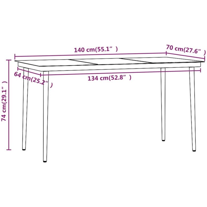 Matgrupp för trädgården med dynor 7 delar svart vidaXL 140 cm table length – bild 8