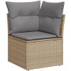 Matgrupp för trädgården med dynor 8 delar beige konstrotting vidaXL – miniatyr 4