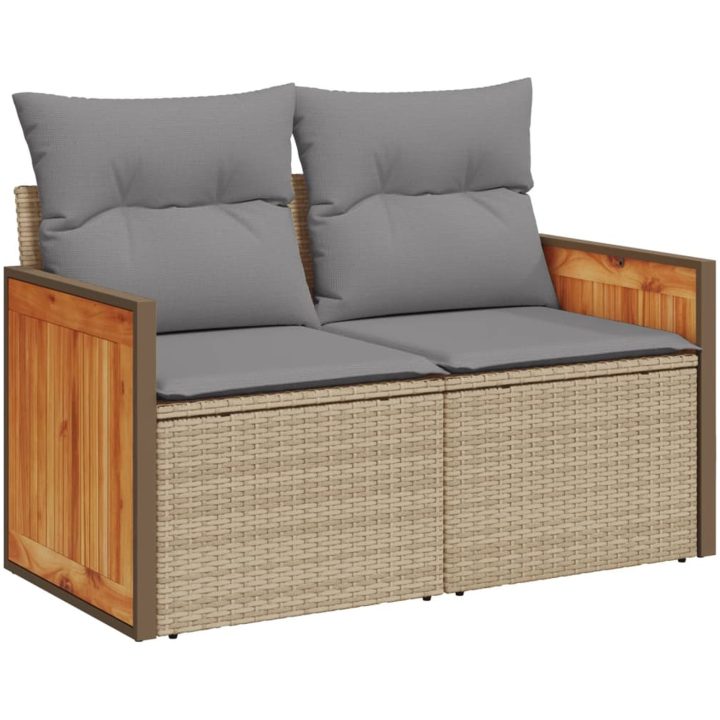 Matgrupp för trädgården med dynor 8 delar beige konstrotting vidaXL – bild 5
