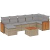Matgrupp för trädgården med dynor 8 delar beige konstrotting vidaXL – miniatyr 9