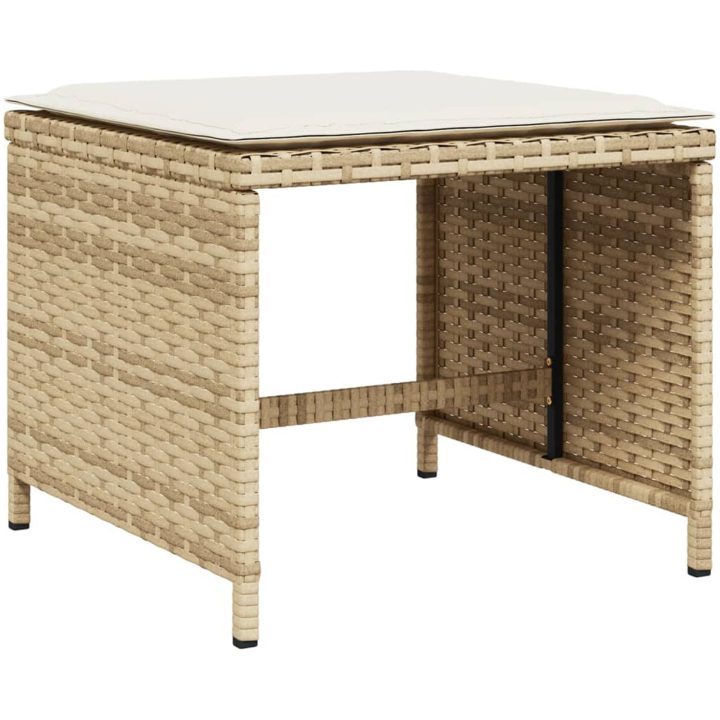 Matgrupp för trädgården med dynor 9 delar beige konstrotting vidaXL – bild 5