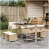 Matgrupp för trädgården med dynor 9 delar beige konstrotting vidaXL – miniatyr 1