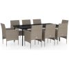 Matgrupp för trädgården med dynor 9 delar beige och svart vidaXL 200 cm table length – miniatyr 2
