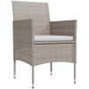 Matgrupp för trädgården med dynor 9 delar beige och svart vidaXL 200 cm table length – miniatyr 3