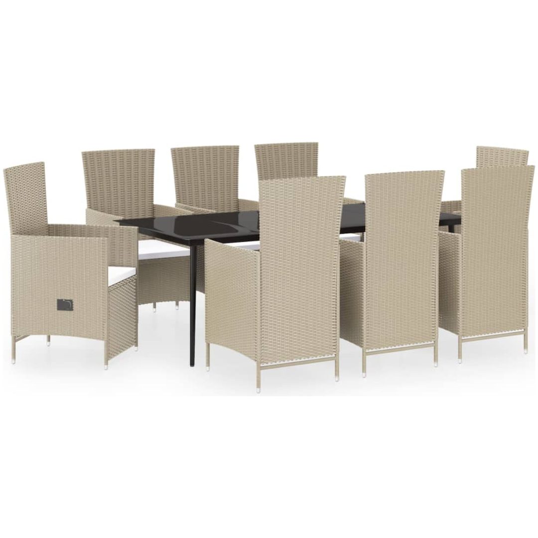 Matgrupp för trädgården med dynor 9 delar beige vidaXL – bild 2