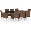 Matgrupp för trädgården med dynor 9 delar brun och svart vidaXL 200 cm table length – miniatyr 2