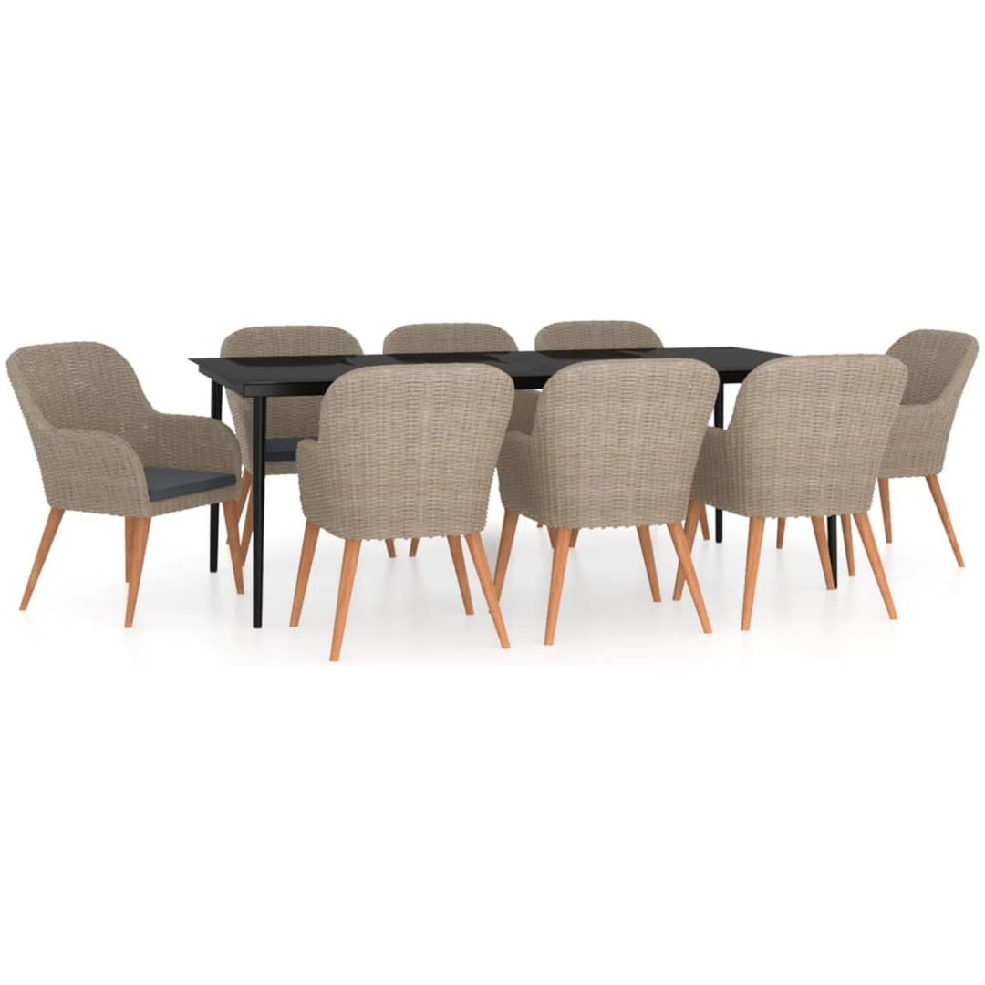 Matgrupp för trädgården med dynor 9 delar brun vidaXL 200 cm table length – bild 2