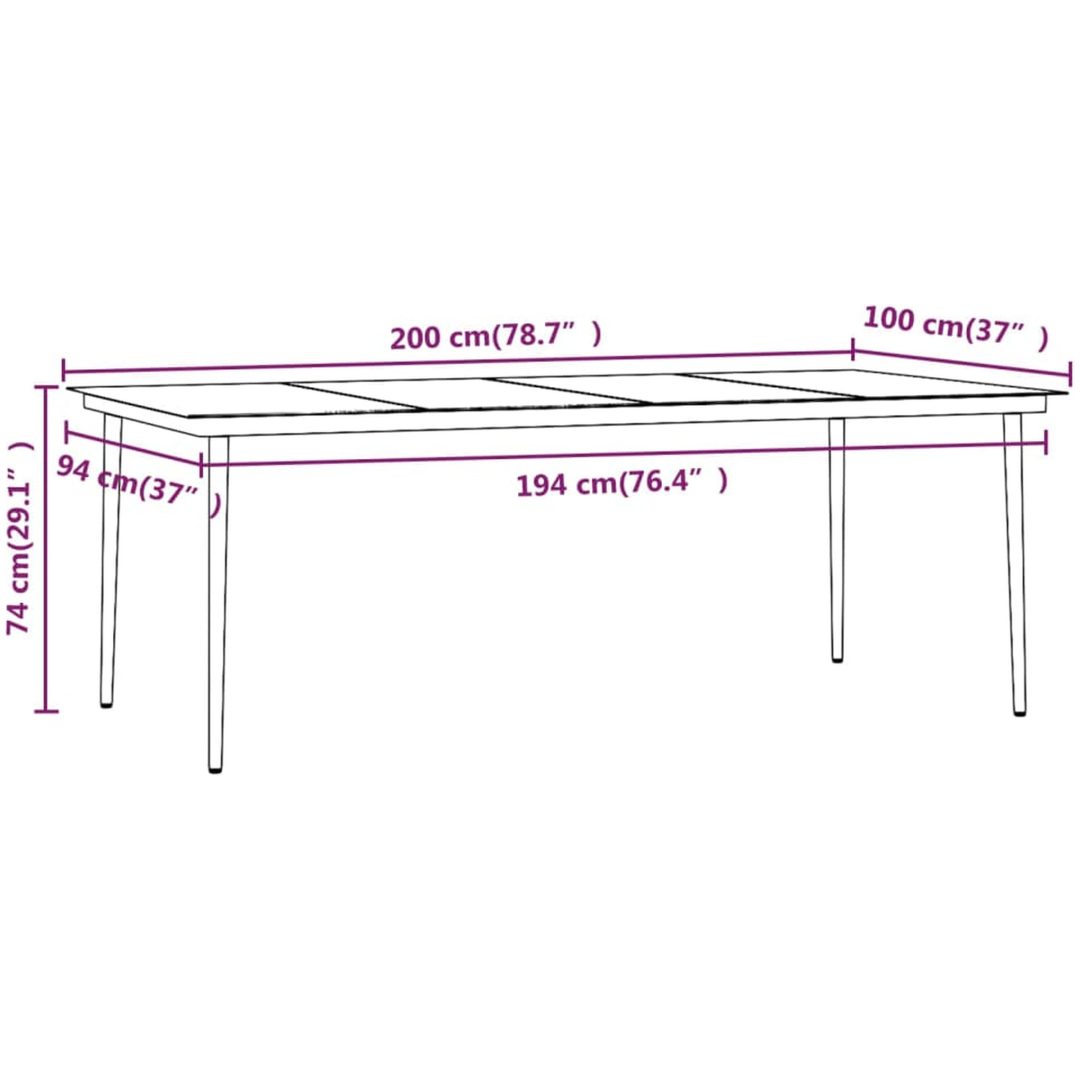 Matgrupp för trädgården med dynor 9 delar brun vidaXL 200 cm table length – bild 8