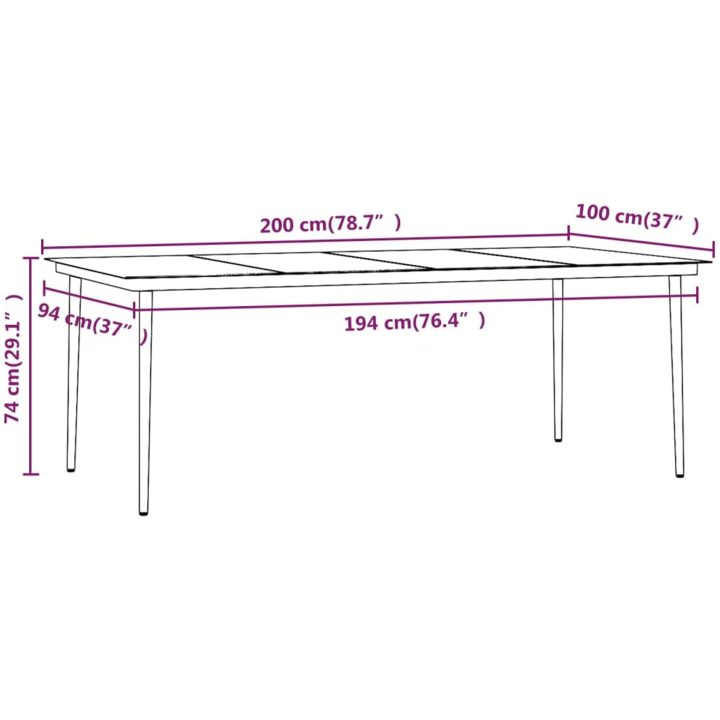 Matgrupp för trädgården med dynor 9 delar brun vidaXL 200 cm table length – bild 8