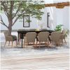 Matgrupp för trädgården med dynor 9 delar brun vidaXL 200 cm table length – miniatyr 1