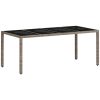 Matgrupp för trädgården med dynor 9 delar grå konstrotting&glas vidaXL 190 x 90 x 75 cm – miniatyr 4