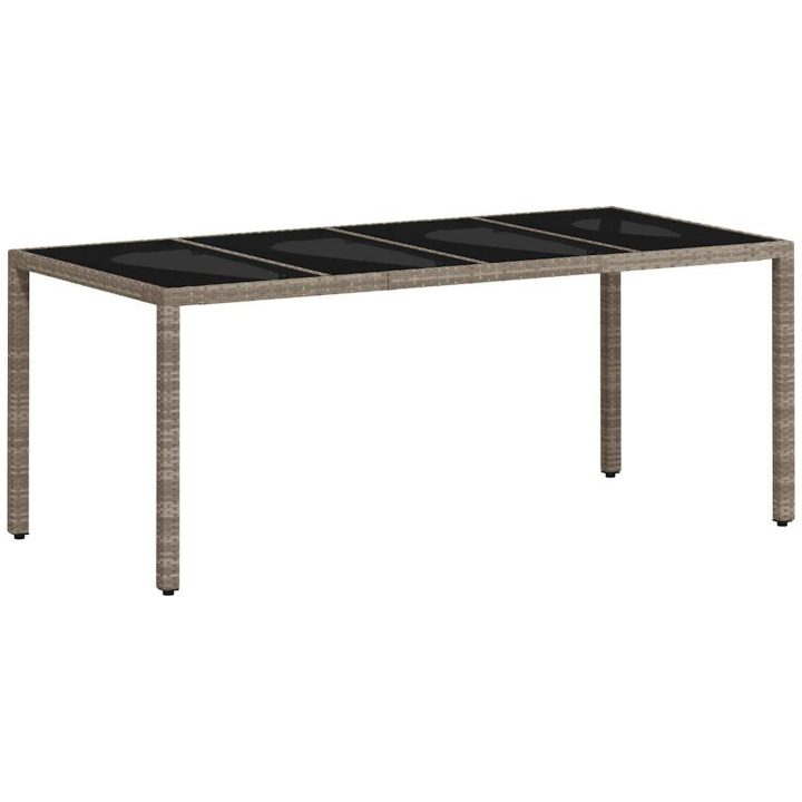 Matgrupp för trädgården med dynor 9 delar grå konstrotting&glas vidaXL 190 x 90 x 75 cm – bild 4