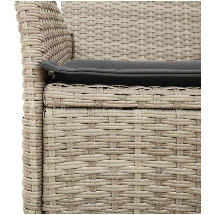 Matgrupp för trädgården med dynor 9 delar grå konstrotting&glas vidaXL 190 x 90 x 75 cm – bild 5