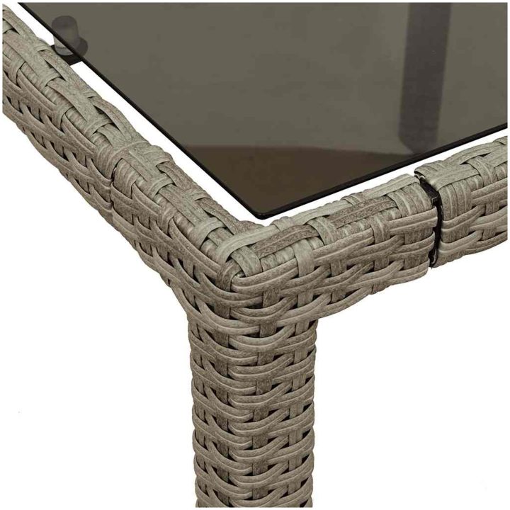 Matgrupp för trädgården med dynor 9 delar grå konstrotting&glas vidaXL 190 x 90 x 75 cm – bild 6