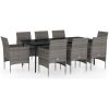 Matgrupp för trädgården med dynor 9 delar grå och svart vidaXL 200 cm table length – miniatyr 2