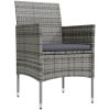 Matgrupp för trädgården med dynor 9 delar grå och svart vidaXL 200 cm table length – miniatyr 3