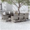 Matgrupp för trädgården med dynor 9 delar grå och svart vidaXL 200 cm table length – miniatyr 1