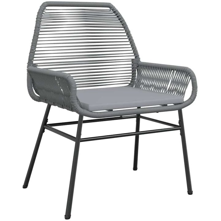 Matgrupp för trädgården med dynor 9 delar grå polyrotting glas vidaXL 200 x 100 x 74 cm – bild 4