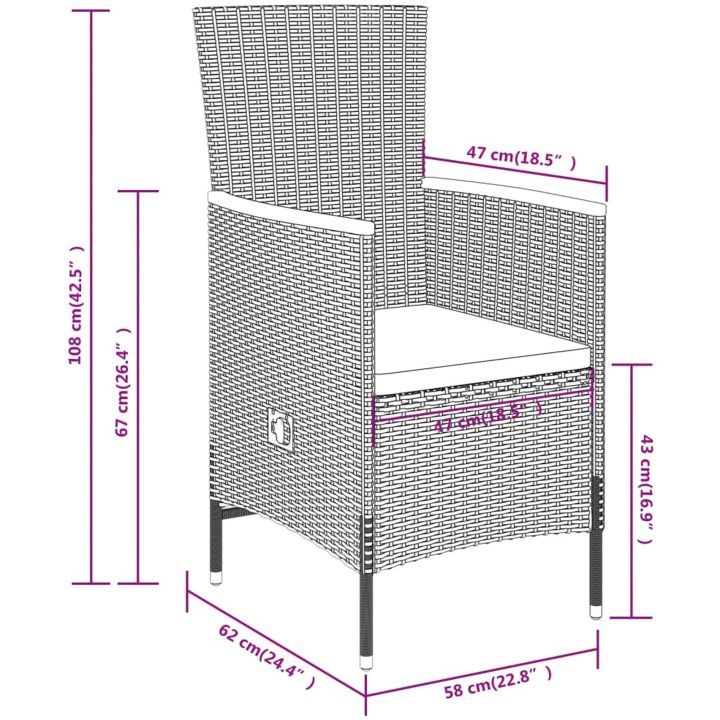 Matgrupp för trädgården med dynor 9 delar grå vidaXL 200 cm table length – bild 9