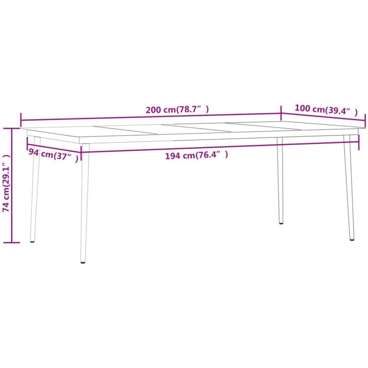 Matgrupp för trädgården med dynor 9 delar grå vidaXL 200 cm table length – bild 10