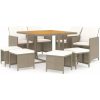 Matgrupp för trädgården med dynor 9 delar konstrotting beige vidaXL 109 cm bordslängd – miniatyr 2