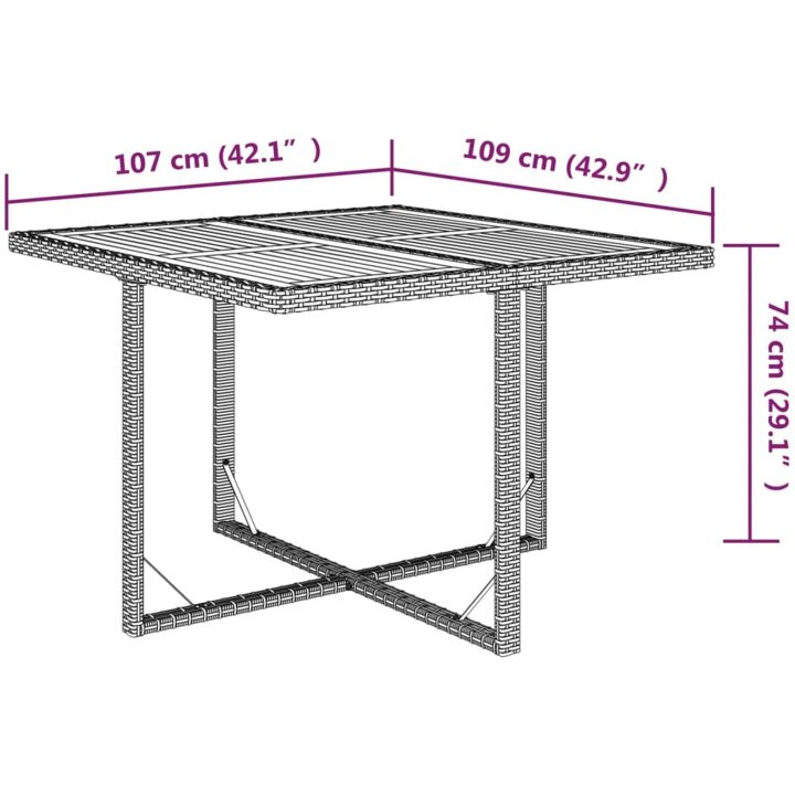 Matgrupp för trädgården med dynor 9 delar konstrotting beige vidaXL 109 cm bordslängd – bild 12