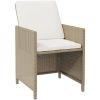 Matgrupp för trädgården med dynor 9 delar konstrotting beige vidaXL 109 cm bordslängd – miniatyr 4