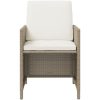 Matgrupp för trädgården med dynor 9 delar konstrotting beige vidaXL 109 cm bordslängd – miniatyr 5