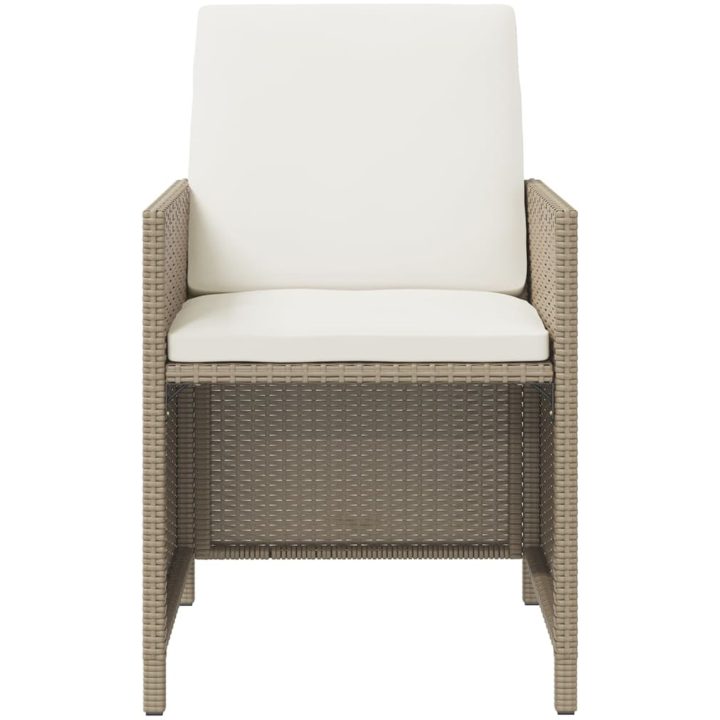 Matgrupp för trädgården med dynor 9 delar konstrotting beige vidaXL 109 cm bordslängd – bild 5