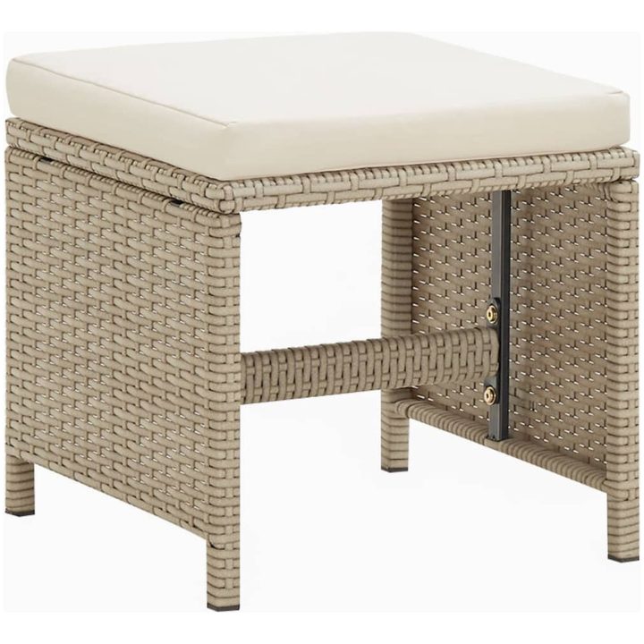 Matgrupp för trädgården med dynor 9 delar konstrotting beige vidaXL 109 cm bordslängd – bild 6