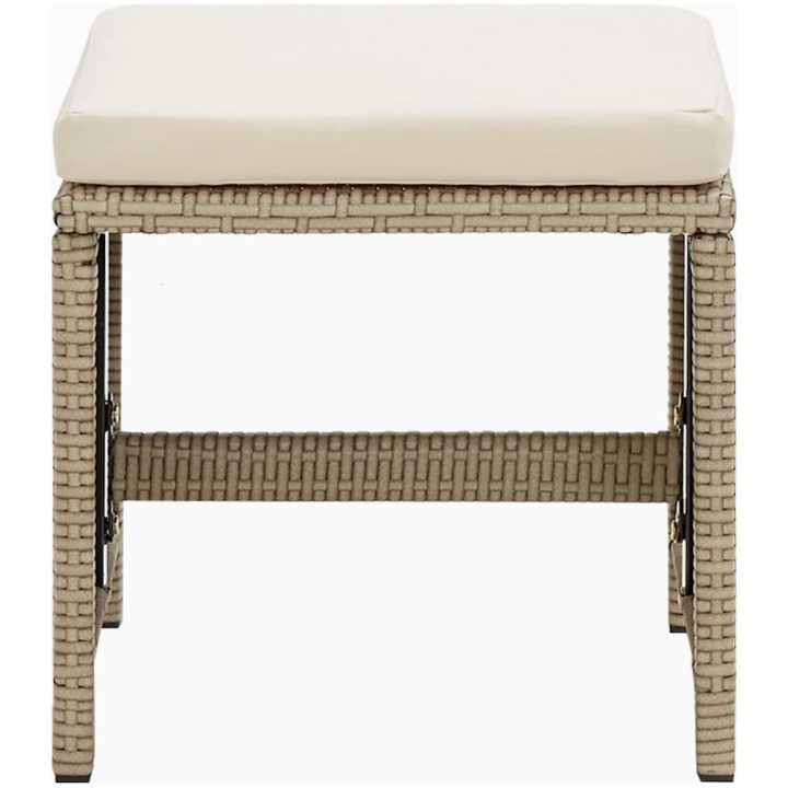 Matgrupp för trädgården med dynor 9 delar konstrotting beige vidaXL 109 cm bordslängd – bild 7