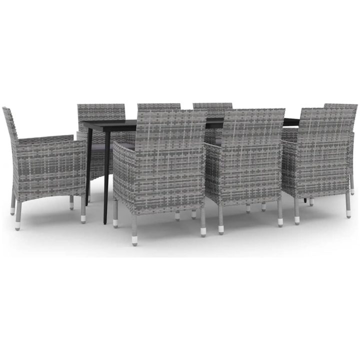 Matgrupp för trädgården med dynor 9 delar konstrotting och glas vidaXL 200 cm table length – bild 2