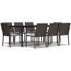 Matgrupp för trädgården med dynor 9 delar konstrotting & stål vidaXL 200 cm table length – miniatyr 2