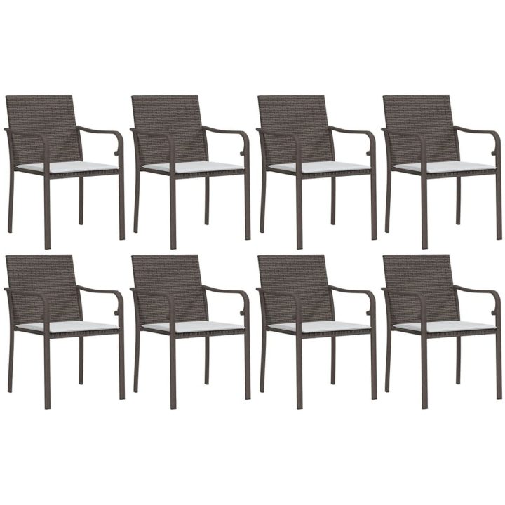 Matgrupp för trädgården med dynor 9 delar konstrotting & stål vidaXL 200 cm table length – bild 4