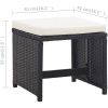 Matgrupp för trädgården med dynor 9 delar konstrotting svart vidaXL – miniatyr 10