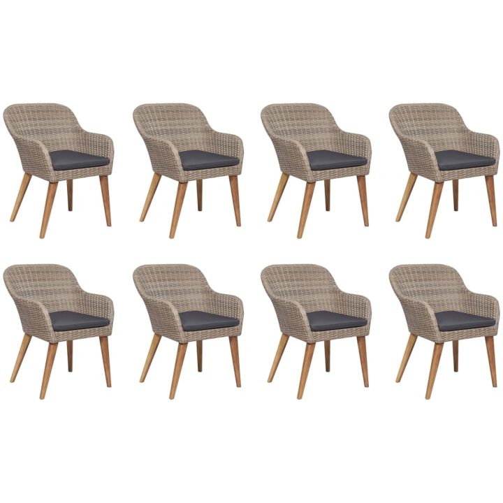 Matgrupp för trädgården med dynor 9 delar konstrotting vidaXL – bild 2