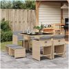 Matgrupp för trädgården med dynor 9 delar mixbeige konstrotting vidaXL – miniatyr 1